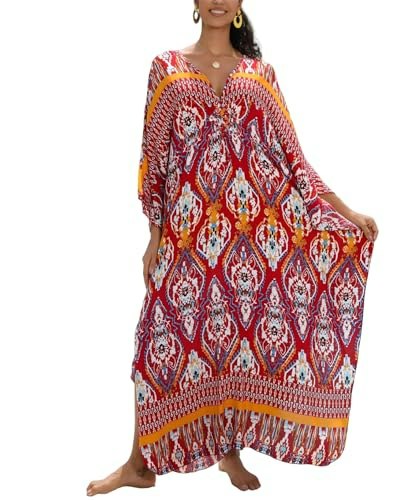 Women's Plus Size Animal Print V-Neck Batwing Kaftan Cover-Up: $14.99 Women's Plus Size Animal Print V-Neck Batwing Kaftan Cover-Up: $14.99