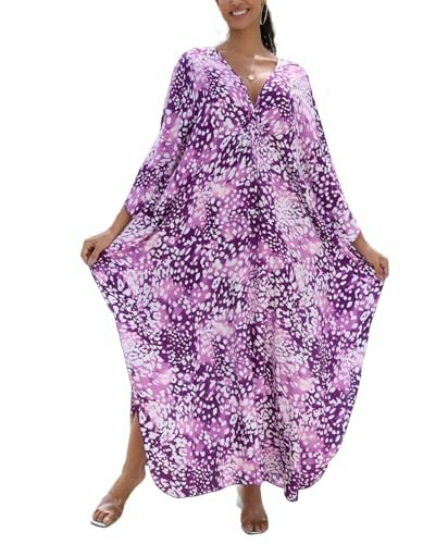Women's Plus Size Animal Print V-Neck Batwing Kaftan Cover-Up: $16.98 Women's Plus Size Animal Print V-Neck Batwing Kaftan Cover-Up: $16.98