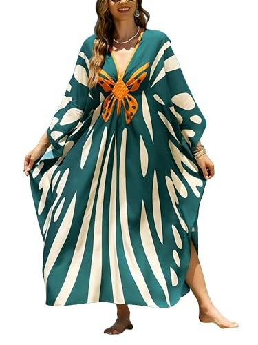 Women's Plus Size Animal Print V-Neck Batwing Kaftan Cover-Up: $16.99 Women's Plus Size Animal Print V-Neck Batwing Kaftan Cover-Up: $16.99