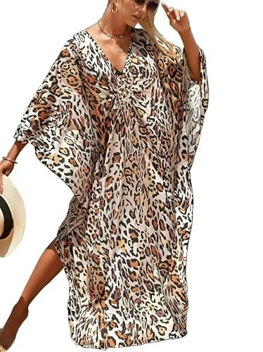 Women's Plus Size Animal Print V-Neck Batwing Kaftan Cover-Up: $14.98 Women's Plus Size Animal Print V-Neck Batwing Kaftan Cover-Up: $14.98