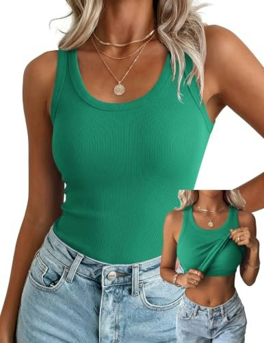 Zeagoo Women's Ribbed Tank Top with Built-in Bra: $19.49