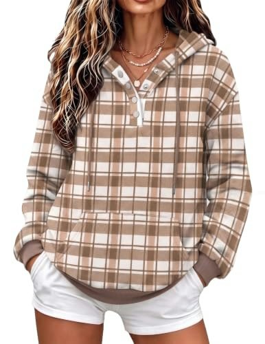 Zeagoo Women's Casual Button Pullover Hoodie: $27.98 Zeagoo Women's Casual Button Pullover Hoodie: $27.98