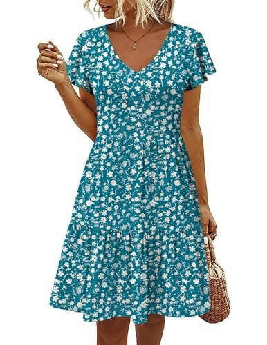 Hotouch Women's Floral Boho V-Neck Mini Dress: $14.44 Hotouch Women's Floral Boho V-Neck Mini Dress: $14.44
