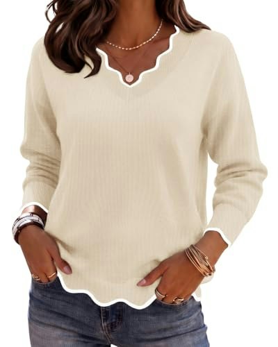 Zeagoo Women's V-Neck Ribbed Knit Sweater: $19.98 Zeagoo Women's V-Neck Ribbed Knit Sweater: $19.98