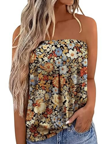Jinkesi Women's Pleated Strapless Tube Top: $14.44 Jinkesi Women's Pleated Strapless Tube Top: $14.44