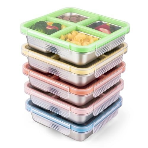 Stainless Steel 4-Compartment Bento Snack Containers 5-Pack: $32.29 Stainless Steel 4-Compartment Bento Snack Containers 5-Pack: $32.29
