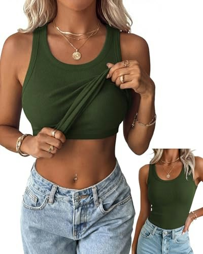 Zeagoo Women's Ribbed Tank Top with Built-in Bra: $16.98 Zeagoo Women's Ribbed Tank Top with Built-in Bra: $16.98