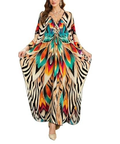 Women's Plus Size Animal Print V-Neck Batwing Kaftan Cover-Up: $16.98 Women's Plus Size Animal Print V-Neck Batwing Kaftan Cover-Up: $16.98