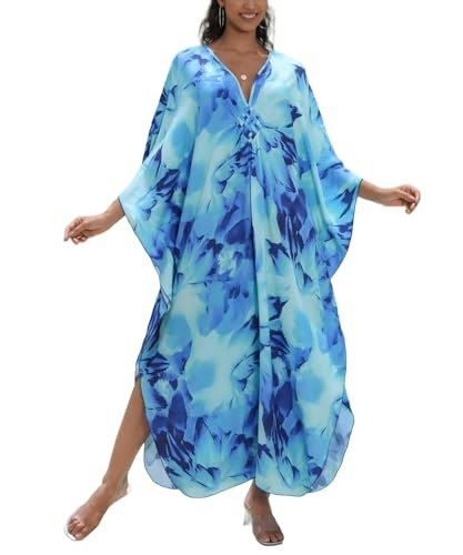 Women's Plus Size Animal Print V-Neck Batwing Kaftan Cover-Up: $16.99 Women's Plus Size Animal Print V-Neck Batwing Kaftan Cover-Up: $16.99