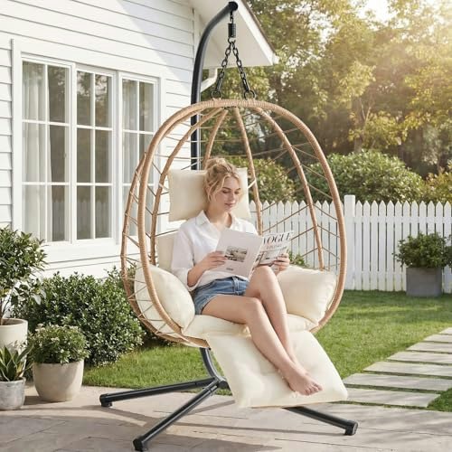 ComfyCorner Outdoor Wicker Egg Hammock Chair with Footrest: $179.99 ComfyCorner Outdoor Wicker Egg Hammock Chair with Footrest: $179.99