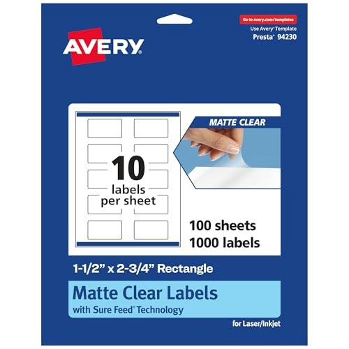 Avery 1.5" x 2.75" Matte Clear Labels 1,000-Pack: $106.09