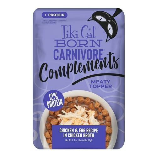 Tiki Cat Born Carnivore Chicken & Egg Cat Food Topper 12-Pack: $19.36 Tiki Cat Born Carnivore Chicken & Egg Cat Food Topper 12-Pack: $19.36
