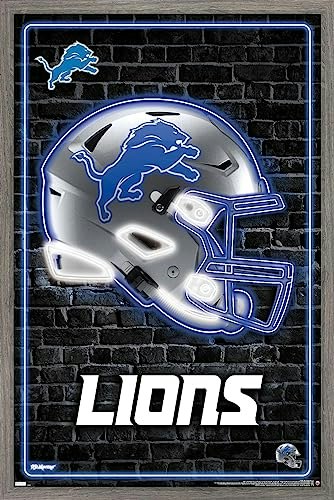 Trends International Detroit Lions Neon Helmet Wall Poster 34 x 22.4-inch Framed: $54.99