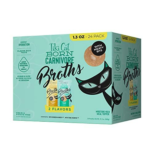 Tiki Cat Born Carnivore Broths Cat Food Topper 24-Pack: $28.99 Tiki Cat Born Carnivore Broths Cat Food Topper 24-Pack: $28.99