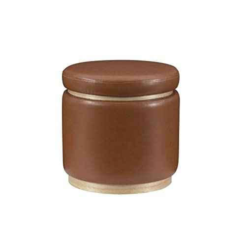 Linon Lexington Faux Leather Round Storage Ottoman: $83.99