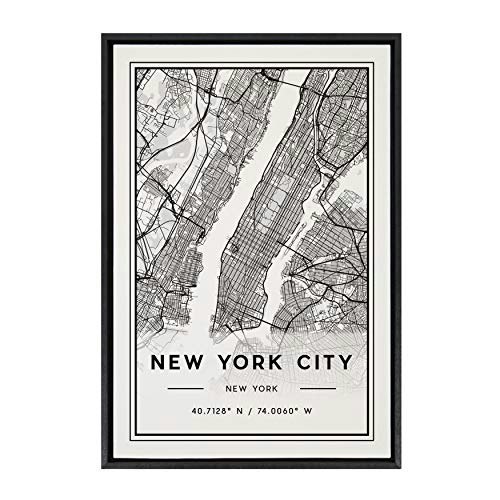 Kate and Laurel 23" x 33" New York City Map Framed Canvas Wall Art: $58.49 Kate and Laurel 23" x 33" New York City Map Framed Canvas Wall Art: $58.49