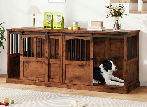 Homiflex 72-inch Double Dog Crate Furniture with Barn Sliding Doors: $259.99