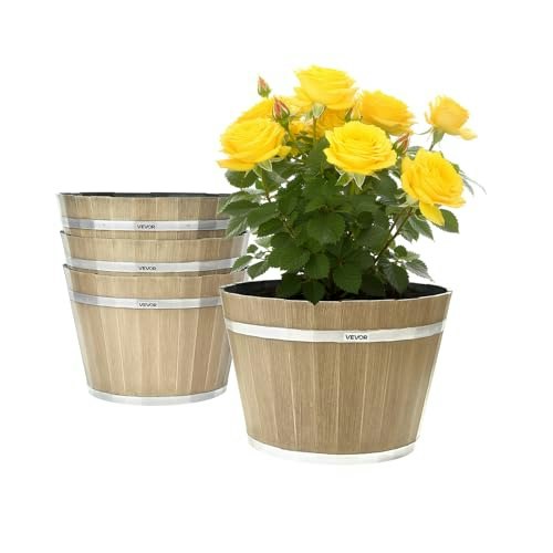 Vevor 11.81-inch Whiskey Barrel Plant Pots 4-Pack: $24.21 Vevor 11.81-inch Whiskey Barrel Plant Pots 4-Pack: $24.21