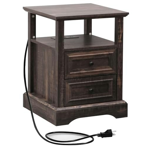 Albad Farmhouse Nightstand with Charging Station: $63.98 Albad Farmhouse Nightstand with Charging Station: $63.98