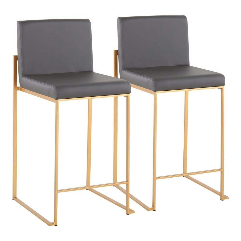 Fuji 35.5-inch Grey Faux Leather and Gold Steel Counter Height Bar Stool 2-Pack: $360 Fuji 35.5-inch Grey Faux Leather and Gold Steel Counter Height Bar Stool 2-Pack: $360