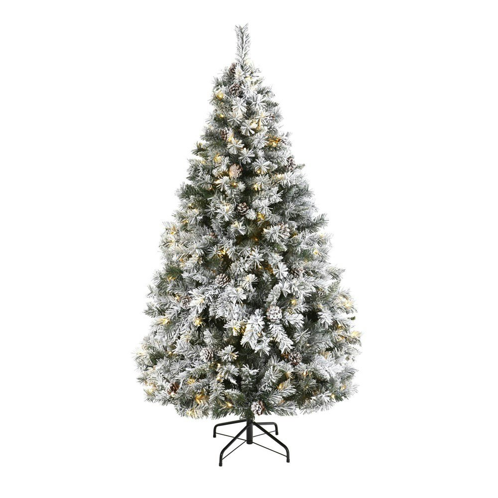 Nearly Natural 6-Foot Pre-Lit Flocked Pinecone Artificial Christmas Tree: $139.99 Nearly Natural 6-Foot Pre-Lit Flocked Pinecone Artificial Christmas Tree: $139.99