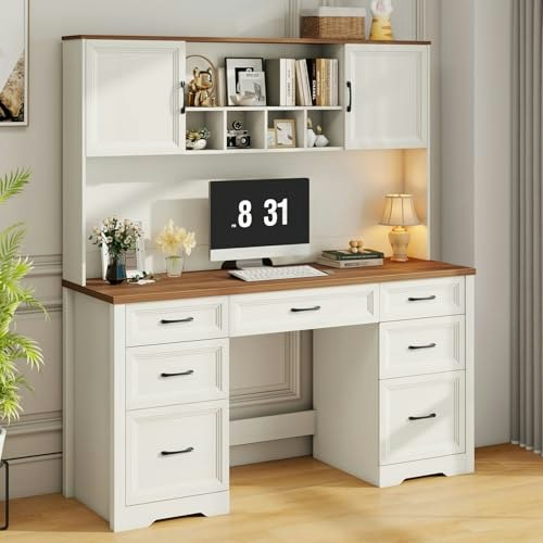 Vabches Farmhouse Executive Desk with Hutch: $299.99 Vabches Farmhouse Executive Desk with Hutch: $299.99