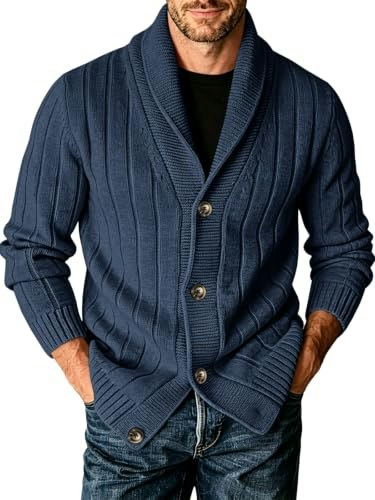 Runcati Men's Shawl Collar Cable Knit Cardigan Sweater: $30.58 Runcati Men's Shawl Collar Cable Knit Cardigan Sweater: $30.58