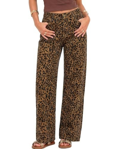 Grapent Women's High Waisted Cheetah Baggy Jeans: $31.44 Grapent Women's High Waisted Cheetah Baggy Jeans: $31.44