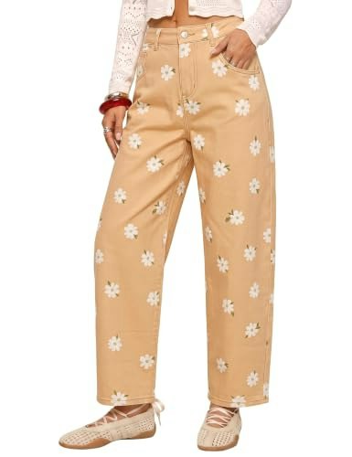 Luvamia Women's High-Rise Stretchy Floral Baggy Jeans: $29.99 Luvamia Women's High-Rise Stretchy Floral Baggy Jeans: $29.99
