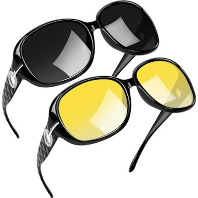 Joopin Women's Polarized Sunglasses and Night Vision Glasses 2-Pack for $13 + free shipping w/ Prime