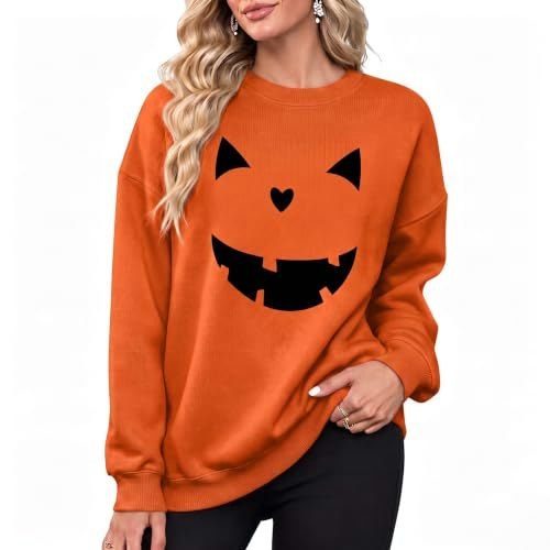 Fayaleq Women's Halloween Pumpkin Long Sleeve Sweatshirt: $13.99 Fayaleq Women's Halloween Pumpkin Long Sleeve Sweatshirt: $13.99