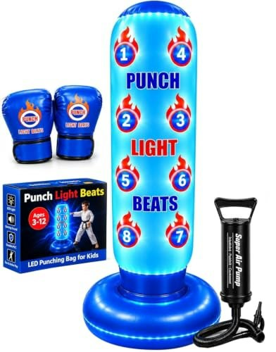 Kids' Punching Bag with LED Lights and Boxing Gloves: $39.99