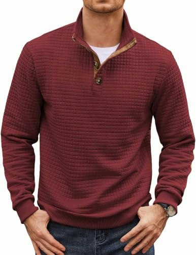 Coofandy Men's Waffle Knit Quarter-Button Sweater: $25.98 Coofandy Men's Waffle Knit Quarter-Button Sweater: $25.98