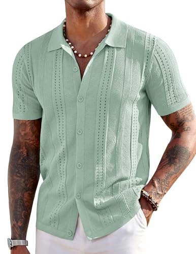 Coofandy Men's Knit Short Sleeve Button Down Shirt: $29.98 Coofandy Men's Knit Short Sleeve Button Down Shirt: $29.98