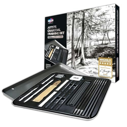 Zieler 24-Piece Artists Charcoal Drawing Set: $34.95 Zieler 24-Piece Artists Charcoal Drawing Set: $34.95