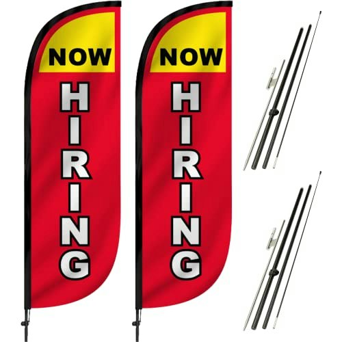 LookOurWay 5-Foot Now Hiring Feather Flag 2-Pack: $56.95 LookOurWay 5-Foot Now Hiring Feather Flag 2-Pack: $56.95