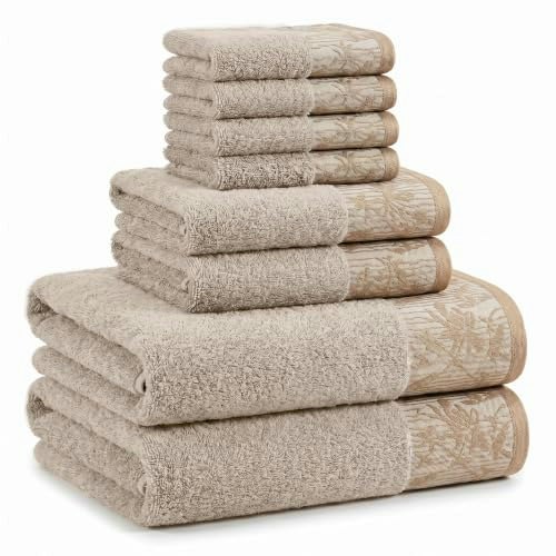 Superior Floral Jacquard Cotton Towel Set 8-Pack: $54.60
