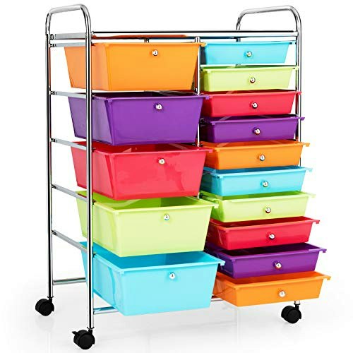 Byroce 15-Drawer Rolling Storage Cart: $79.99
