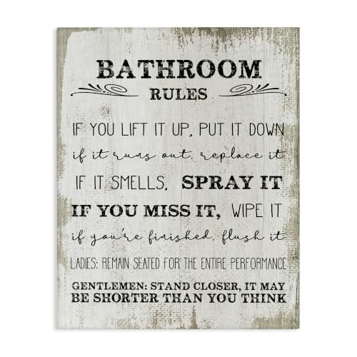 Rustic Bathroom Rules 16x20-Inch Canvas Wall Art: $20.53