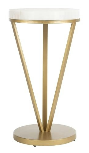 Safavieh Theia White and Gold Accent Table: $90 Safavieh Theia White and Gold Accent Table: $90
