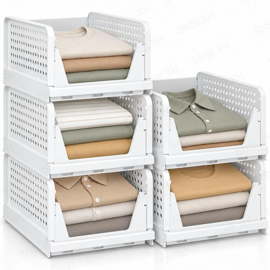 Stackable Closet Storage Basket 5-Pack: $36