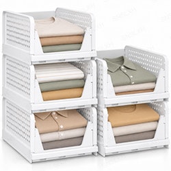 Stackable Closet Storage Basket 5-Pack for $36 + free shipping