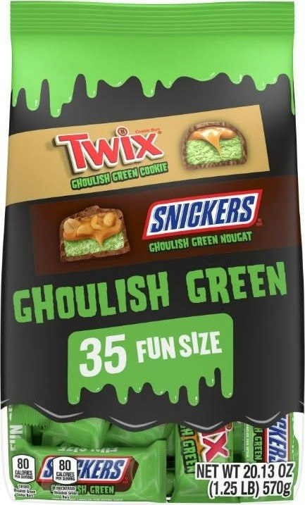 Snickers & Twix Ghoulish Green Milk Chocolate Halloween Candy 35-Count Bag: $9.99 Snickers & Twix Ghoulish Green Milk Chocolate Halloween Candy 35-Count Bag: $9.99
