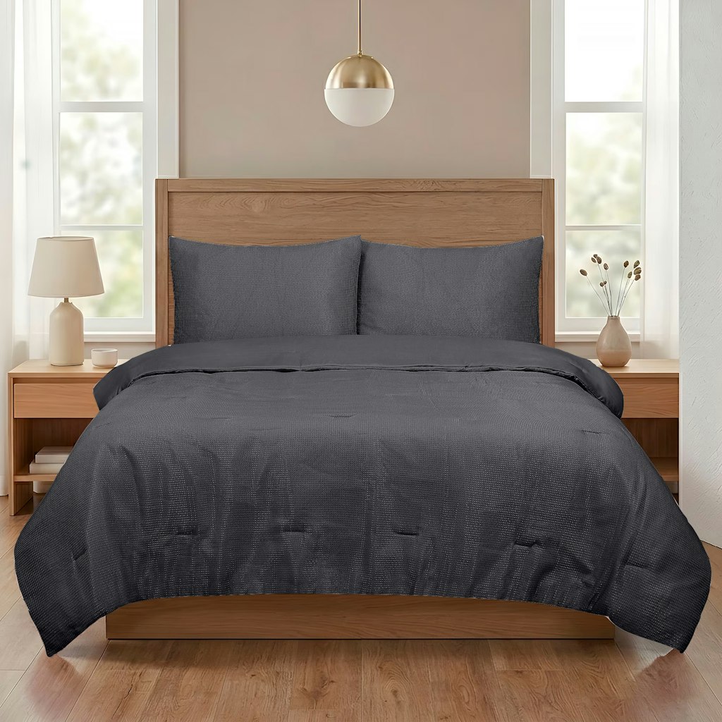 Mainstays 3-Piece Queen or King Waffle Comforter Set: $20