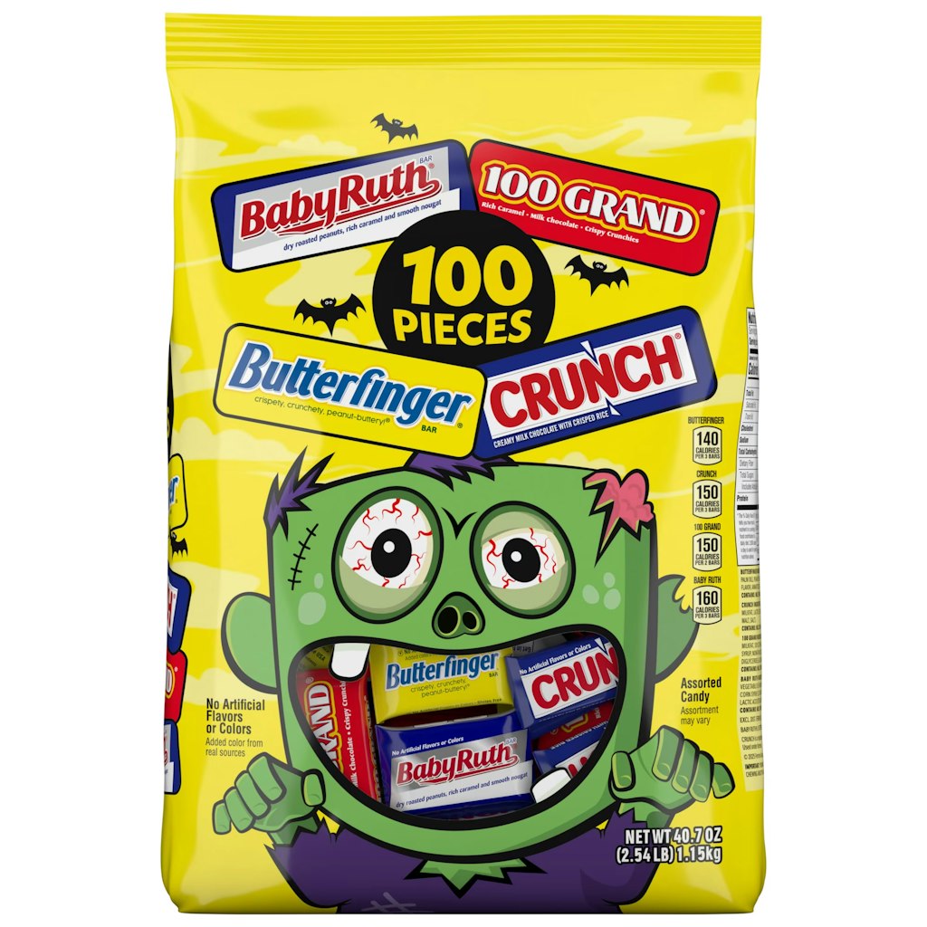 Butterfinger, Crunch, Baby Ruth & 100 Grand 100-Count Halloween Candy: $15