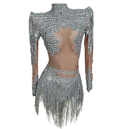 Celesinyi Women's Sequin Diamond Bodysuit: $101.99