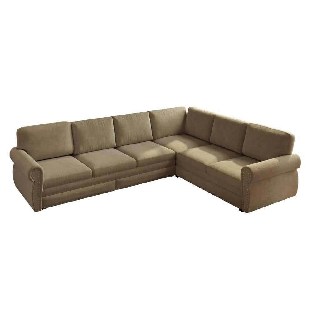 118-Inch Rolled Arm Chenille L-Shaped Convertible Sleeper Sofa: $2,498.98 118-Inch Rolled Arm Chenille L-Shaped Convertible Sleeper Sofa: $2,498.98