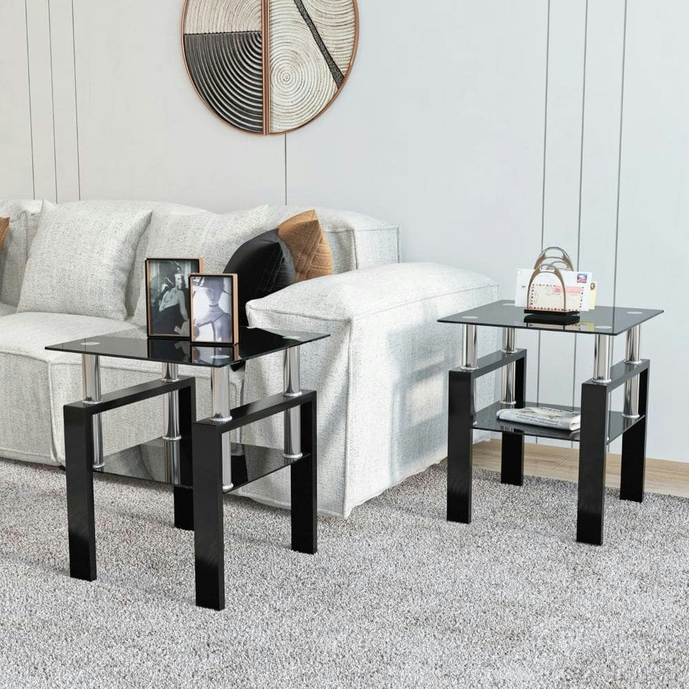 17.72-inch Square Tempered Glass End Table 2-Pack: $219.99 17.72-inch Square Tempered Glass End Table 2-Pack: $219.99