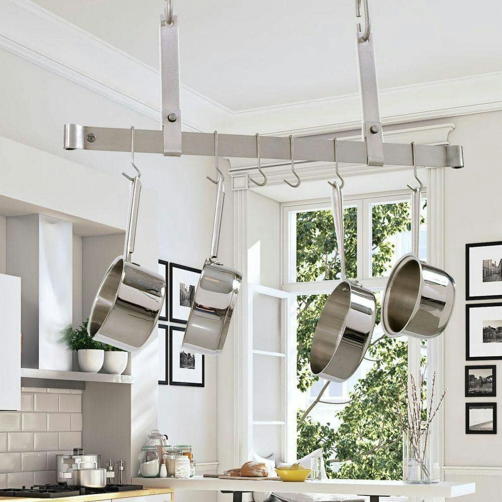 Handcrafted 36-inch Adjustable Ceiling Hanging Pot Rack with 6 Hooks: $386.35