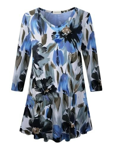 Larace Women's Plus Size V-Neck 3/4 Sleeve Tunic Shirt: $19.99 Larace Women's Plus Size V-Neck 3/4 Sleeve Tunic Shirt: $19.99